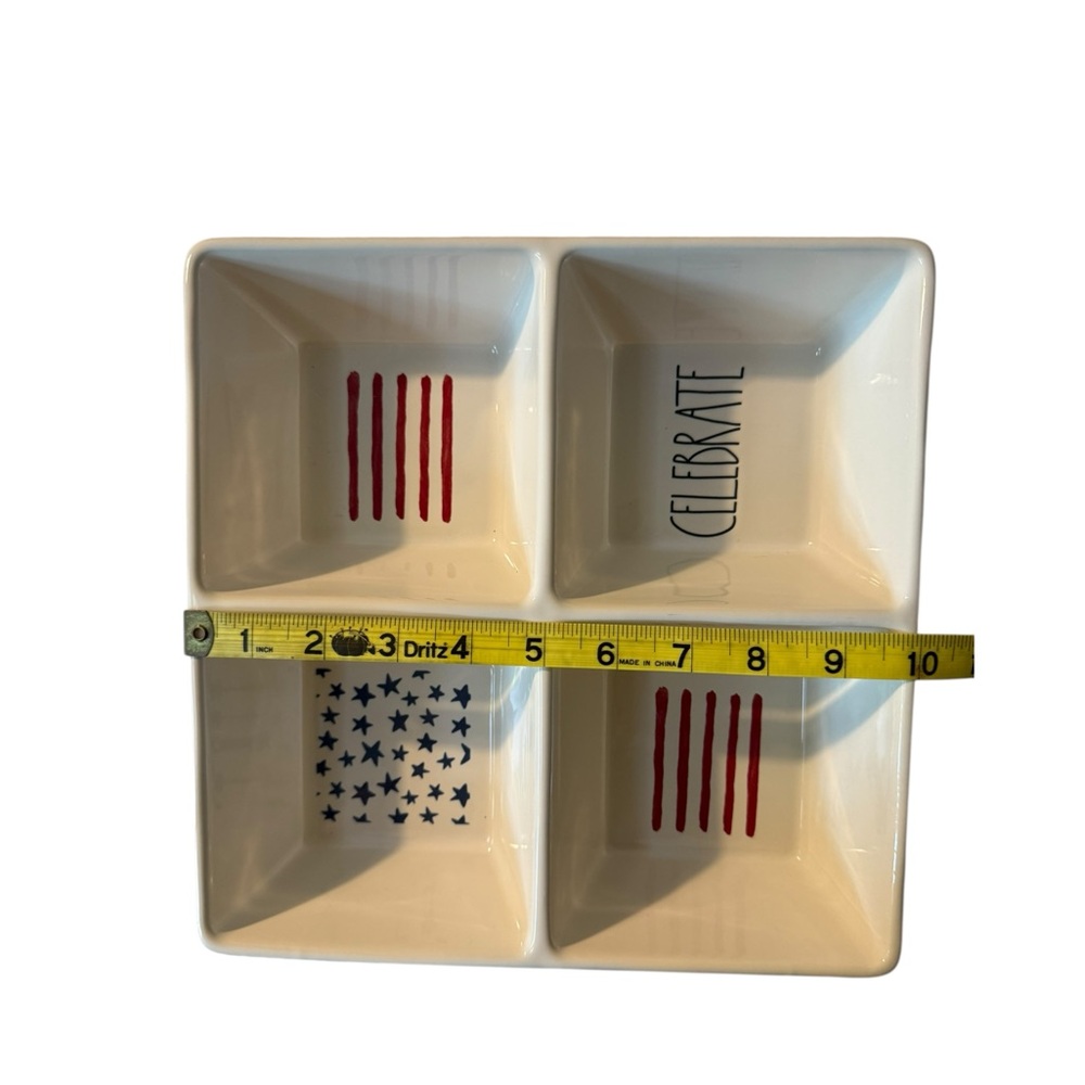 Perfect for Patriotic Parties! Rae Dunn. Divided Serving Dish & 2 Dish Towels. - Picture 5 of 10